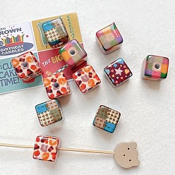 Cube Непрозрачные акриловые бусины с зимней тематикой, кубические, 15x15x15 мм, отверстие : 3.7 мм