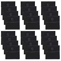 Черный 24шт. квадратные бархатные мешочки для украшений, на кнопках, чёрные, 6.7~7.3x6.7~7.3x0.95 см