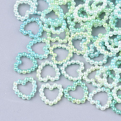 (52) Непрозрачная лаванда Радуга ABS пластик имитация жемчуга кольца, градиент русалка жемчужина, сердце, разноцветные, 11x11x2 мм, внутренняя мера: 5.5x7 мм, около 1000 шт. / пакет