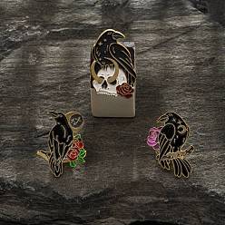 Mixed Color 3Pcs 3 Style Creative Zinc Alloy Brooches, Enamel Pin, with Iron Butterfly Clutches or Rubber Clutches, Bird, Golden, Mixed Color, 30x20~23mm, Pin: 1mm, 1pc/style