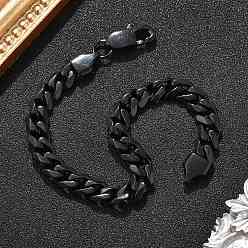 Черный 304 браслеты из нержавеющей стали с кубинскими звеньями для мужчин и женщин, ионное покрытие (ip), чёрные, 7 дюйм (17.85 см)