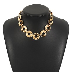 Золотой Ожерелья из плоских круглых звеньев из железа и сплава для женщин, золотые, 15.94 дюйм (40.5 см)