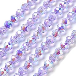 Средний Синий Шифер Стеклянные бусины с гальваническим покрытием , граненые, двухконусные, средний грифельно-синий, 5.5~6x5 мм, отверстие : 1.2 мм, около 78~79 шт / нитка, 15.35~15.55'' (39~39.5 см)