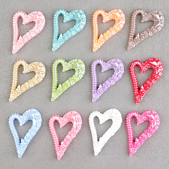 (52) Непрозрачная лаванда Полые кабошоны из непрозрачной смолы, розовое сердце, разноцветные, 45x30x8 мм