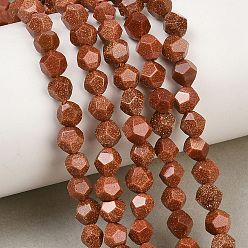Goldstone Synthetic Goldstone Beads Strands, Faceted Star Cut Round Beads, 5.5~6x5~6x5~6mm, Hole: 0.9mm, about 62~63pcs/strand, 13.54''~13.86''(34.4~35.2cm)