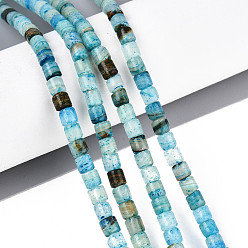 Темно-Голубой Нити бусин из окрашенного натурального афганского нефрита, колонка, глубокое синее небо, 4~4.5x4.5~5 мм, отверстие : 1 мм, около 88~91 шт / нитка, 15.16~15.35'' (38.5~39 см)