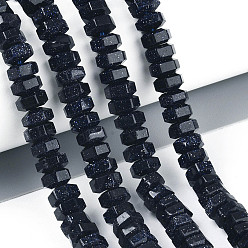 Синий Драгоценный Камень Синтетический синий авантюрин бисер нитей, граненые, шестиугольник, 6.5~7x3~3.5 мм, отверстие : 0.8~1 мм, около 109~113 шт / нитка, 14.76~15.16 дюйм (37.5~38.5 см)