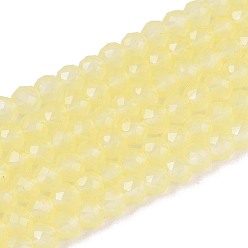 Шампанско-Желтый Стеклянные бусины, имитация нефрита , круглые, граненые, шампанское желтый, 3x2.5~3 мм, отверстие : 0.7~0.8 мм, около 133~137 шт / нитка, 13.78~14.37'' (35 см)