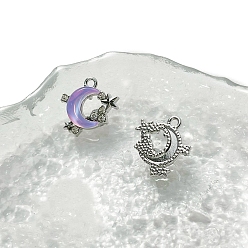 Средний Фиолетовый Подвески из платинового сплава и смолы, луна, средне фиолетовый, 15x13 мм