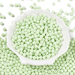 Бледно-Зеленый Непрозрачная выпечка окрашены стеклянные бусины, круглые, бледно-зеленый, 5.5x4.5~5 мм, отверстие : 1 мм, Около 2500 шт / фунт