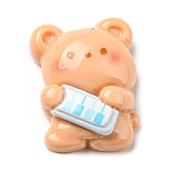 Белый Навахо Кабошоны из непрозрачной смолы на музыкальную тему, медведь, навахо белый, 23x17x8 мм