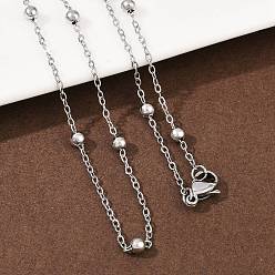 Нержавеющая Сталь Цвет 304 нержавеющая сталь 3 Женские ожерелья с круглыми бусинами 17.91 мм, не тускнеет, цвет нержавеющей стали, 45.5 дюйм ({2} см)