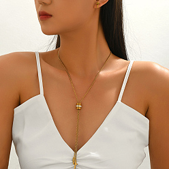 Настоящее золото 18K Наборы сережек-гвоздиков из нержавеющей стали с крестиками и подвесками для женщин., реальный 18 k позолоченный, ожерелья: 26.77 дюйм (68 см)