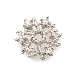 Платина Покрытие стойки латунь микро паве прозрачные колпачки из кубического циркония, долговечный, без свинца и без кадмия, снежинка, платина, 12x3 мм, отверстие : 1.8 мм