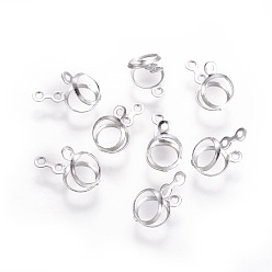 Нержавеющая Сталь Цвет Устойчив к потускнению 316 оправа для подвесок из хирургической нержавеющей стали, настройки открытой спины, плоско-круглые, цвет нержавеющей стали, лоток : 4.5 мм, 10.5x5 мм, отверстие : 0.8 мм
