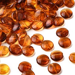 Плоский Круглый Прозрачные акриловые бусины, имитировать янтарные бусы, плоско-круглые, 9.5x4 мм, отверстие : 1.2 мм, Около 2777 шт / 500 г