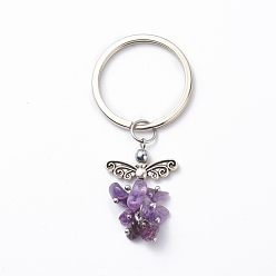 Аметист Брелок с подвеской в виде ангела из натурального аметиста, с железной фурнитурой, 6.8 см