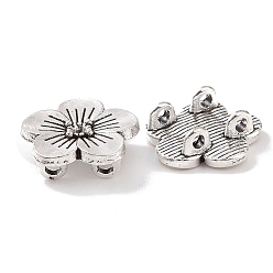Antique Silver Tibetan Style Alloy Multi-Strand Flower Links, Plum Blossom, Antique Silver, 13x13.5x4mm, Hole: 1.4mm, about 793pcs/1000g