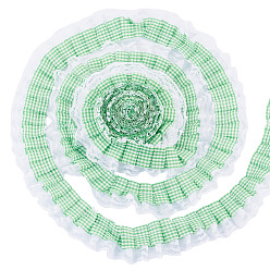 Grün 12.5 Yards Polyester-Faltenband, Spitzenrandbesatzband, Tartanmuster, für Stoffkleid Nähzubehör, grün, 1-5/8 Zoll (40 mm) ~ 1-5/8 Zoll (41 mm)