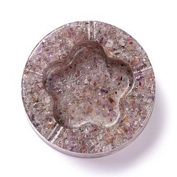 Оранжевый Кварц Смола с натуральной оранжевой кварцевой крошкой пепельница, украшение стола в домашнем офисе, плоские круглые с цветком, 104x32 мм, внутренний диаметр: 61x68 мм