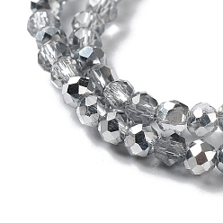 Silver Half Plated Faceted Rondelle Glass Bead Strands, Silver, 3.5x2.5mm, Hole: 1mm, about 150pcs/strand