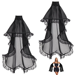 Noir Surmanche en dentelle de polyester pour femmes, noir, 600x690x4.5mm, diamètre intérieur: 80 mm