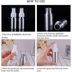 Blanco Botellas de aluminio recargables, rociador de salón de peluquería, botella de agua pulverizada, Platino, blanco, 10.4x3.2 cm, capacidad: 30 ml