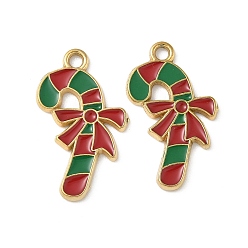 Candy Cane 304 нержавеющей стальной эмали подвески, прелести рождественской тематики, ионное покрытие (ip), реальный 18 k позолоченный, шоколадная конфета, 23.5x14x1.5 мм, отверстие : 1.8 мм