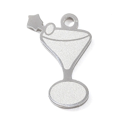 Stainless Steel Color 304 Stainless Steel Pendants, Drink with Star Charms, Hand Polished, Stainless Steel Color, 18x12x1.4mm, Hole: 1.8mm