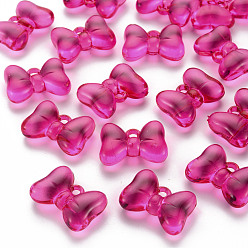 Камелия Прозрачные акриловые подвески, бантом, камелия, 21x29x10.5 мм, отверстие : 2.5 мм, Около 118 шт / 500 г