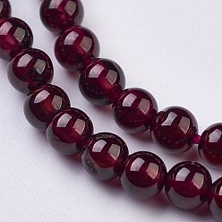 Garnet Natural Garnet Beads Strands, Round, 4mm, Hole: 0.5mm, about 98pcs/strand, 15.5 inch(39.5cm)