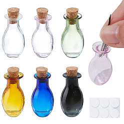 Mixed Color 6Pcs Miniature Ornaments, with 20Pcs Double Sided Adhesive Tape, Mixed Color, 15.5x35.5mm, Inner Diameter: 5mm