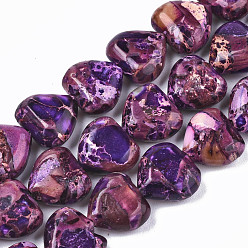 Medium Orchid Natural Imperial Jasper Beads Strands, Heart, Dyed, Medium Orchid, 9~10x10x5mm, Hole: 1.2mm, about 44~45pcs/strand, 15.55~15.94 inch(39.5~40.5cm)