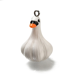 Белый Милые подвески из непрозрачной смолы, с железной платиной петлей, чесночные уточки-талисманы, белые, 29.5x18x18 мм, отверстие : 2 мм