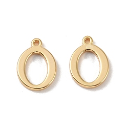 Letter O Латунные подвески, реальный 18 k позолоченный, Письмо O, 9.8x7x1.3 мм, отверстие : 0.8 мм