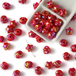 Красный УФ-покрытие радужная непрозрачная смоляная бисеринка, звезда, красные, 15x14 мм