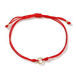 Ring Brass Religion Link Adjustable Handmade Braided Nylon Red String Bracelets, Golden, Ring, 11.02 inch(28cm)
