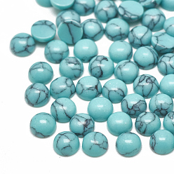 Medium Turquoise Synthetic Turquoise Cabochons, Dyed, Half Round/Dome, Medium Turquoise, 4x2mm