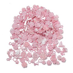 Бледно-фиолетовый Красный Набор для поиска ювелирных изделий в перламутровом стиле своими руками, включая пластиковую бусину, кабошон, звено и подвески, Цветок/капля/бантик/сердце/звезда/треугольник, бледно-фиолетовый красный, 6~35x6~40x2~12 мм, отверстие : 1.2~2.8 мм, Около 783 шт / 500 г