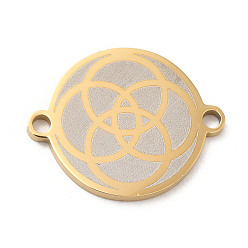 Золотой Ионное покрытие (ip) 304 подвески из нержавеющей стали, плоские круглые звенья с 4-кольцевым узором, золотые, 16x20x1.5 мм, отверстие : 1.6 мм