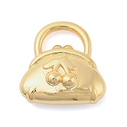 Золотой Латунные подвески, сумочка с вишней, золотые, 17x17x6 мм, отверстие : 4.5x8 мм