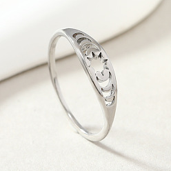 Нержавеющая Сталь Цвет Модные 304 из нержавеющей стали кольца перста, простой стиль, гексаграмма, цвет нержавеющей стали, размер США 7 (17.3 мм)