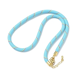 Sky Blue Ployester Core-Wrapped Round Cord Necklace Making, with Brass Finding, Golden, Sky Blue, 17.72x0.18 inch(45x0.45cm)