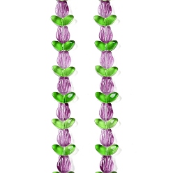 Серо-розавый Прозрачные стеклянные бусины, цветок, увядшая роза, 10x8x4 мм, отверстие : 0.8 мм, около 27 шт / нитка, 16.5'' (42 см)