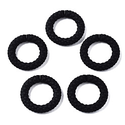 Black Spray Painted CCB Plastic Linking Rings, Quick Link Connectors, for Jewelry Chain Making, Ring, Black, 39x39x7.5mm, Inner Diameter: 24mm