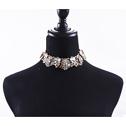 Кристалл Модные ожерелья-чокеры из сплава со стразами, для украшения костюма, розовое золото , кристалл, 13.39 дюйм (34 см)