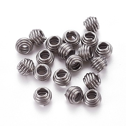 Stainless Steel Color 304 Stainless Steel Spring Beads, Rondelle, Stainless Steel Color, 7x5.5mm, Hole: 3.5mm