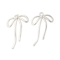 Посеребрённый Латунные подвески, без кадмия, без никеля и без свинца, бантом, 925 серебро покрытием, 20x12x2 мм, отверстие : 1 мм