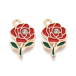 (123L) Белый крем непрозрачный блеск Подвески из сплава со стразами и эмалью, , золотые, огнеупорный кирпич, 18.5x11.5x2 мм, отверстие : 1.6 мм