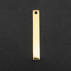 Настоящее золото 18K 201 подвески из нержавеющей стали, лазерная резка, полоса / прямоугольник, реальный 18 k позолоченный, 30x4x1 мм, отверстие : 1.6 мм